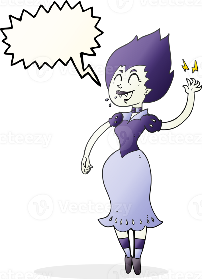 hand drawn speech bubble cartoon vampire girl png