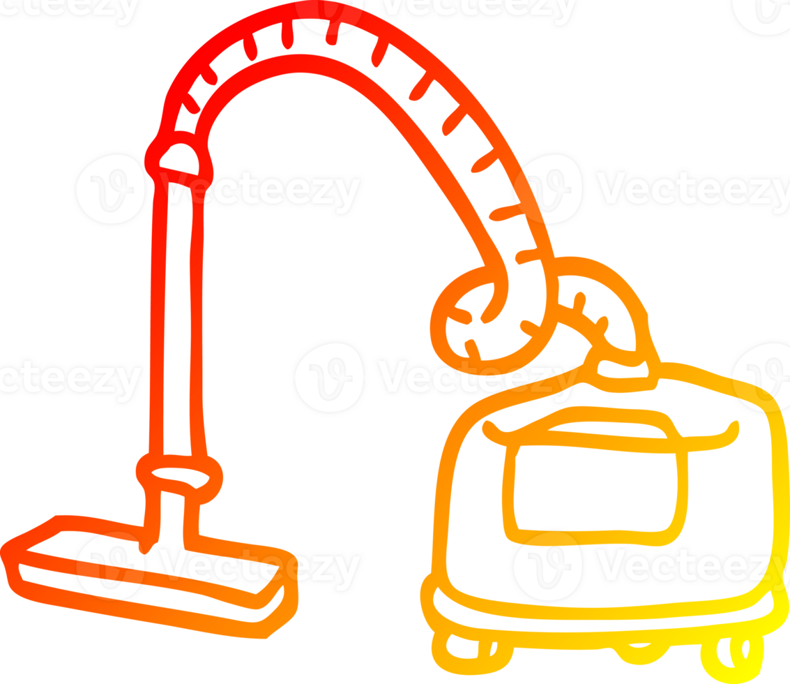 warm gradient line drawing of a cartoon vacuum hoover png