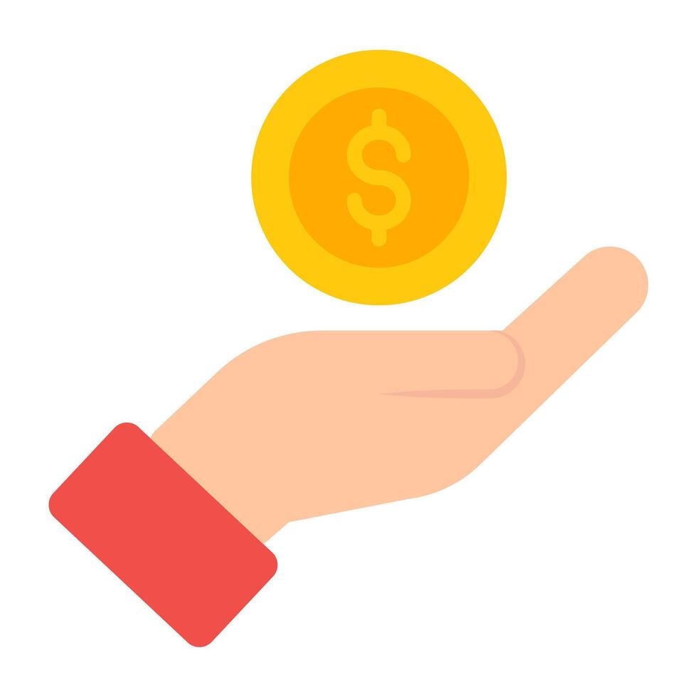 Dollar on hand, concept of giving money vector