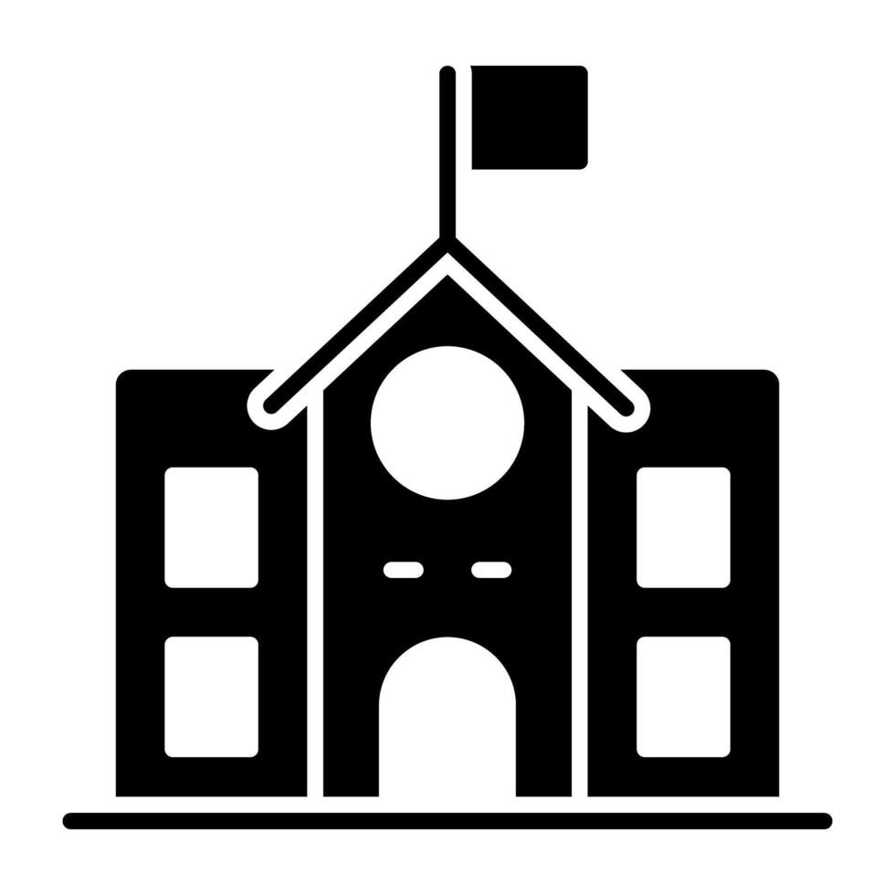Flagged building icon, glyph design of institute building vector