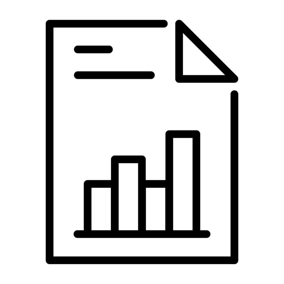 Bar chart on folded paper, marketing report icon vector