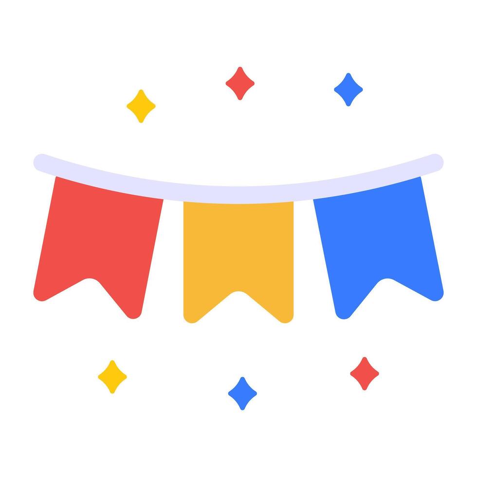 Buntings for party decorations, garlands flat icon vector