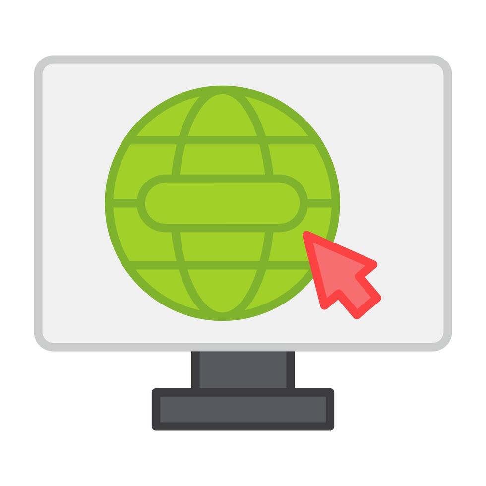 A flat design, icon of computer browser vector