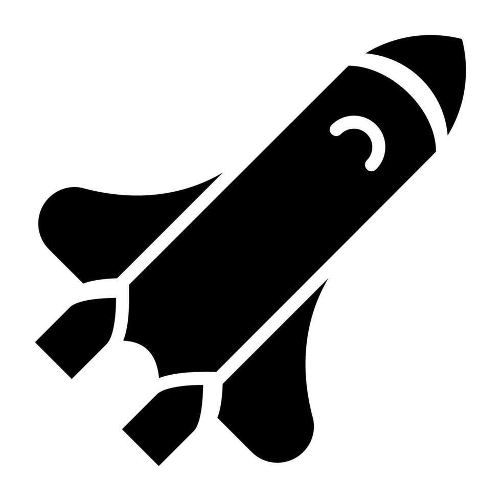 A solid design icon of rocket, editable vector