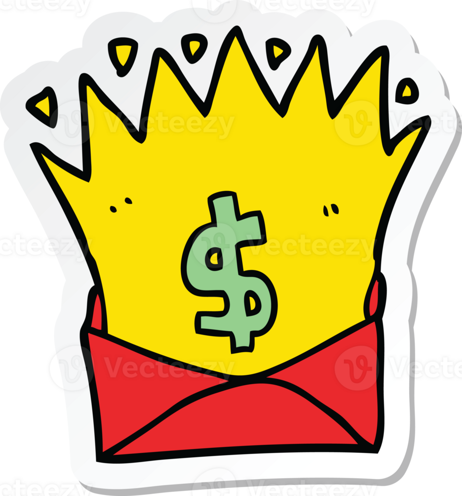 sticker of a cartoon envelope with money sign png
