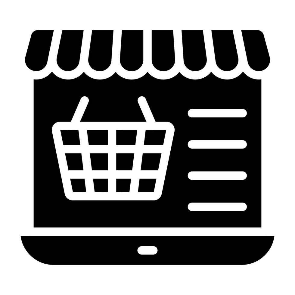 Icon of online shopping, solid design vector
