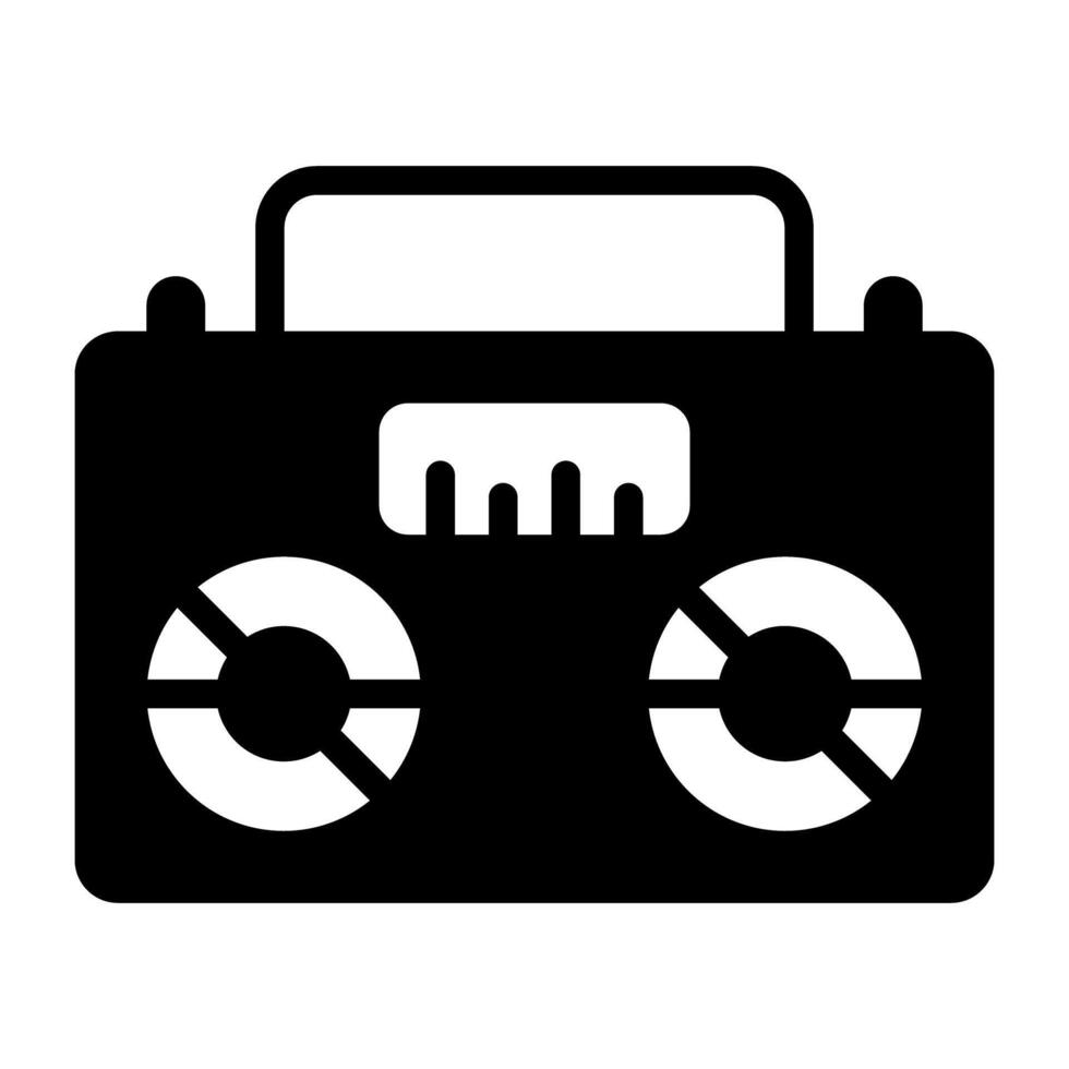 A glyph design, icon of cassette player vector