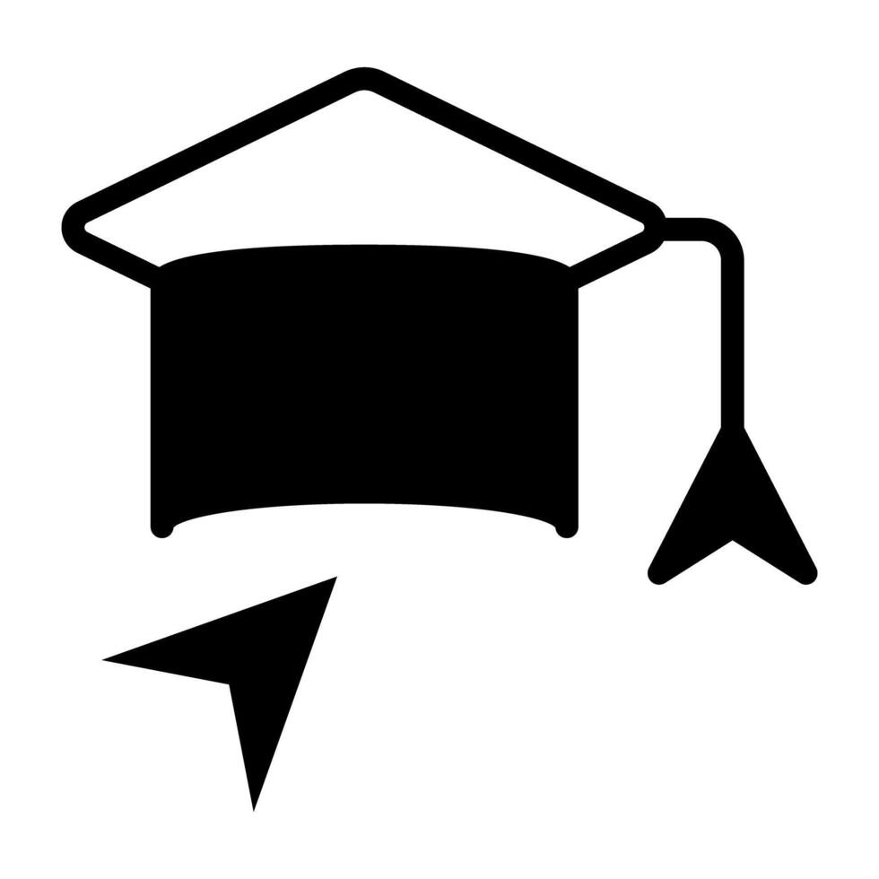 Cursor with mortarboard, digital education icon vector