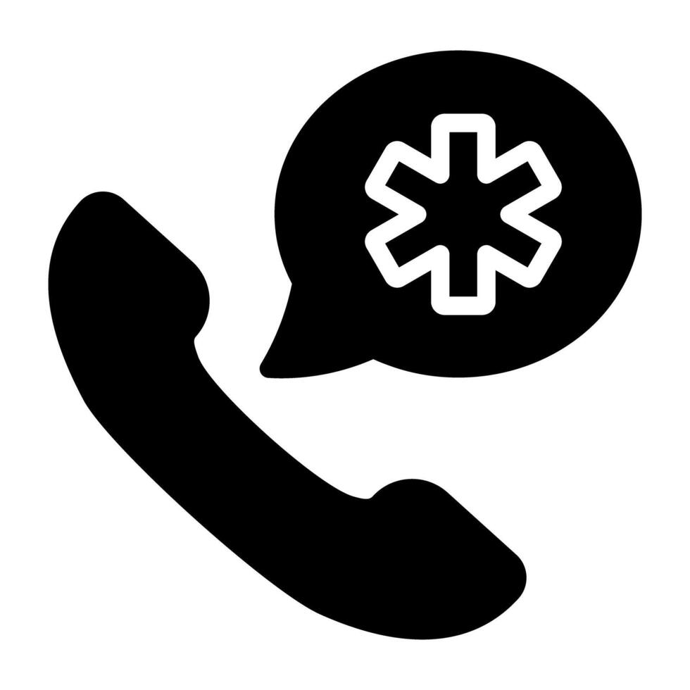 Medical call icon, solid design of emergency call vector