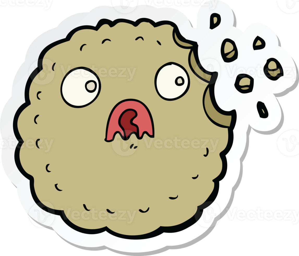 sticker of a frightened cookie cartoon png