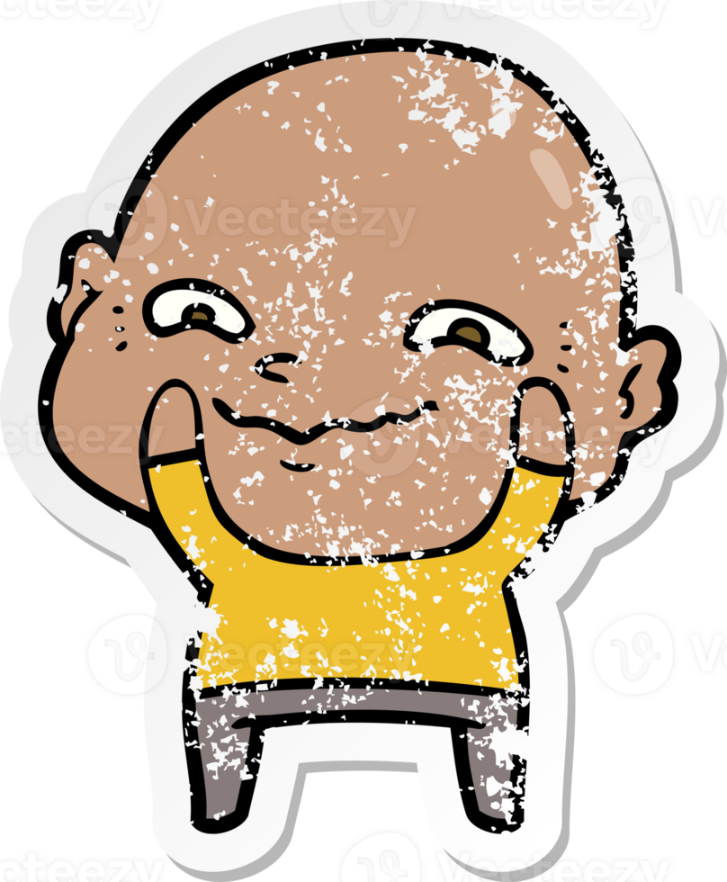 distressed sticker of a cartoon creepy guy png