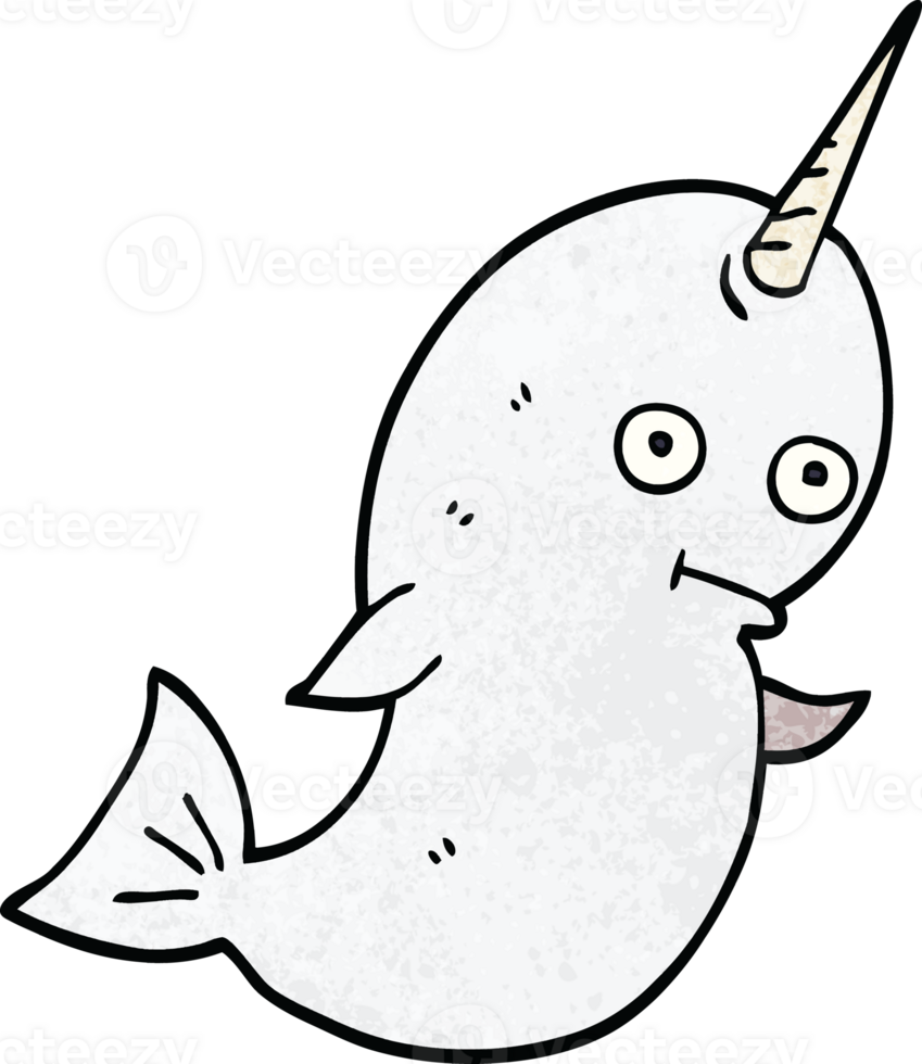 cartoon doodle white narwhal png