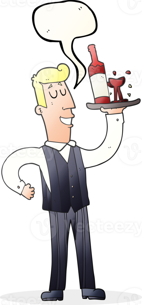 hand drawn speech bubble cartoon waiter png