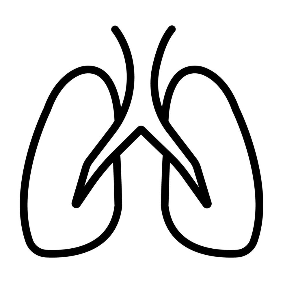 Linear design icon of lungs, respiratory organ vector