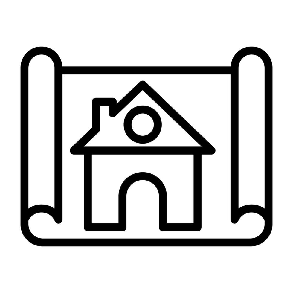 Home printed on paper, construction plan icon vector