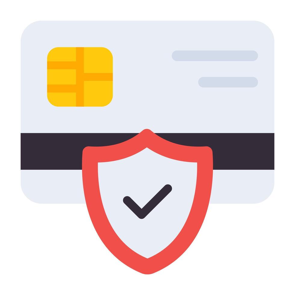 Card with shield, flat design of secure payment vector