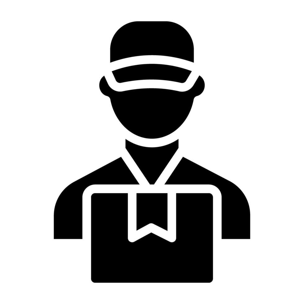 Avatar with parcel, courier boy icon vector