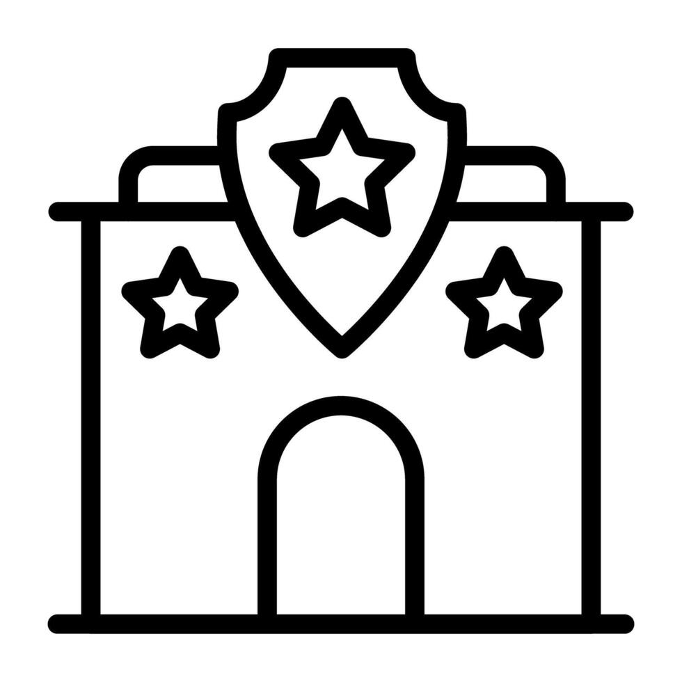 Star shield with building showing police station icon vector