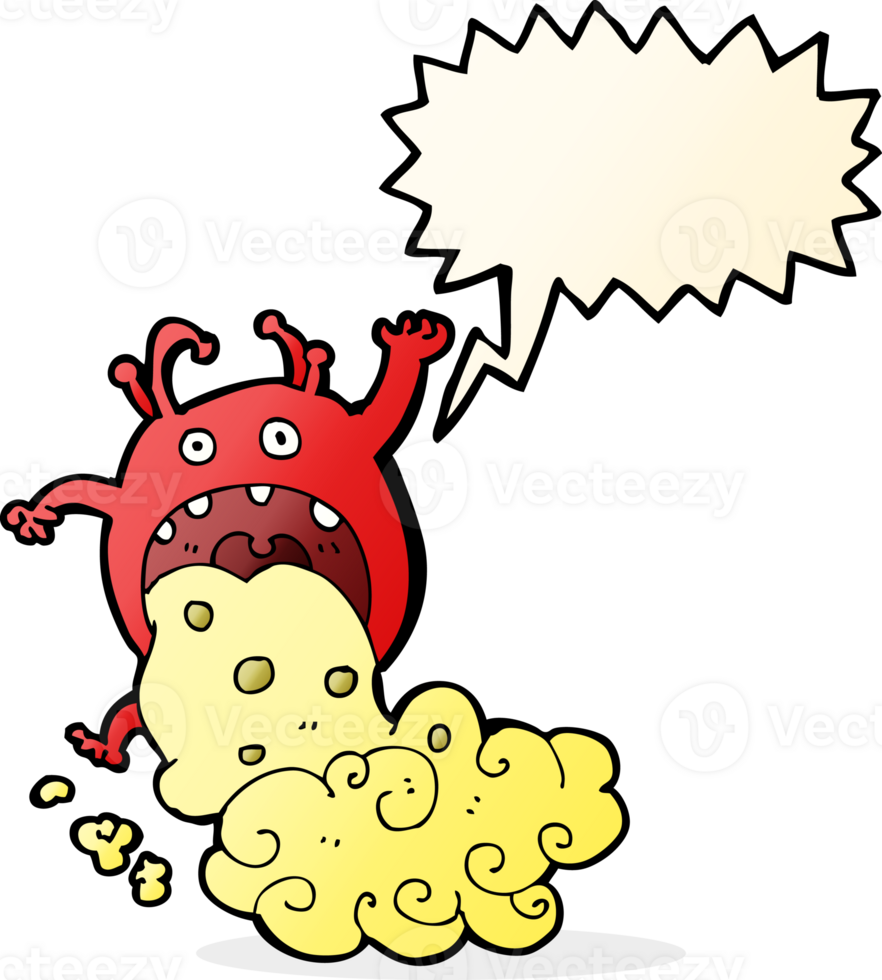 cartoon gross monster being sick with speech bubble png