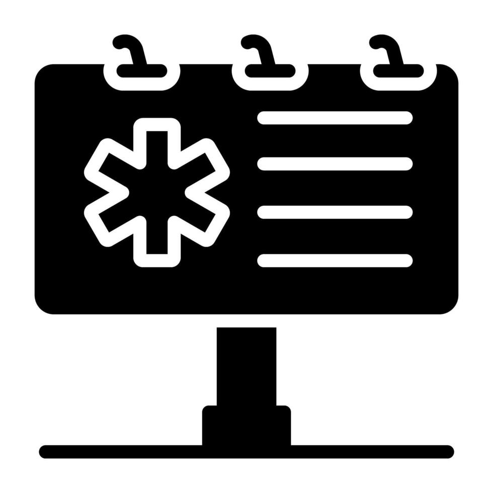 médico publicidad icono en sólido estilo vector