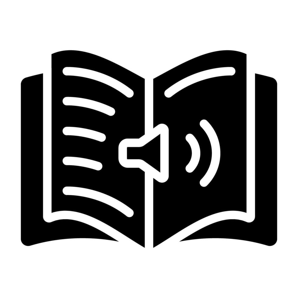 Book with volume speaker, audiobook icon vector