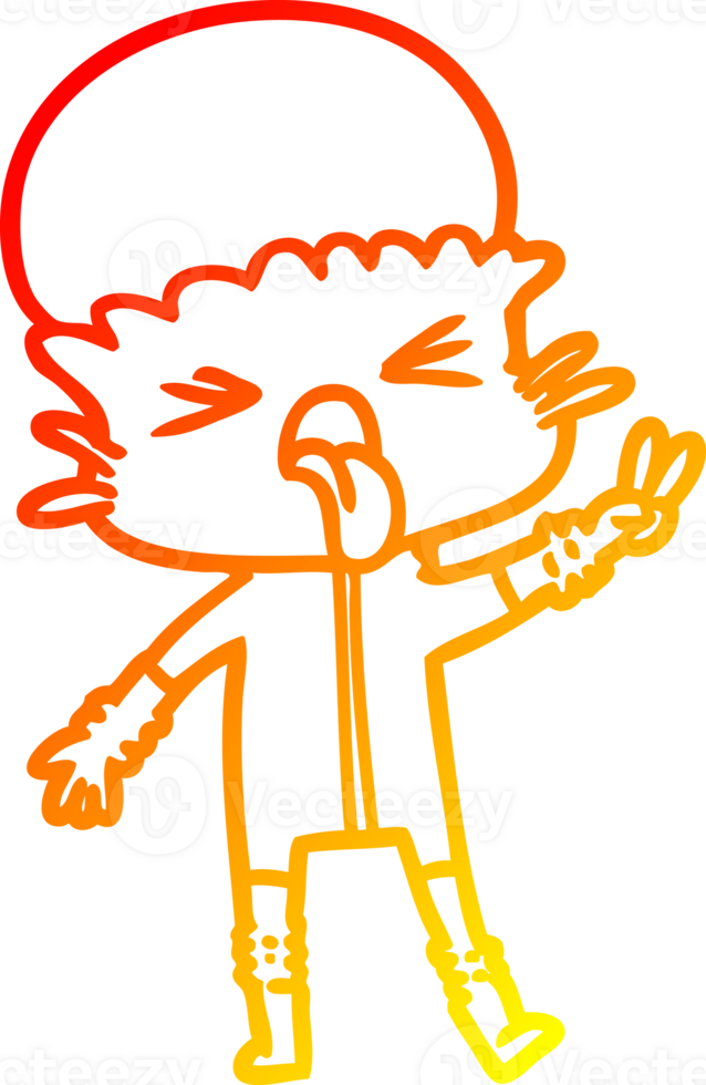 warm gradient line drawing of a weird cartoon alien png