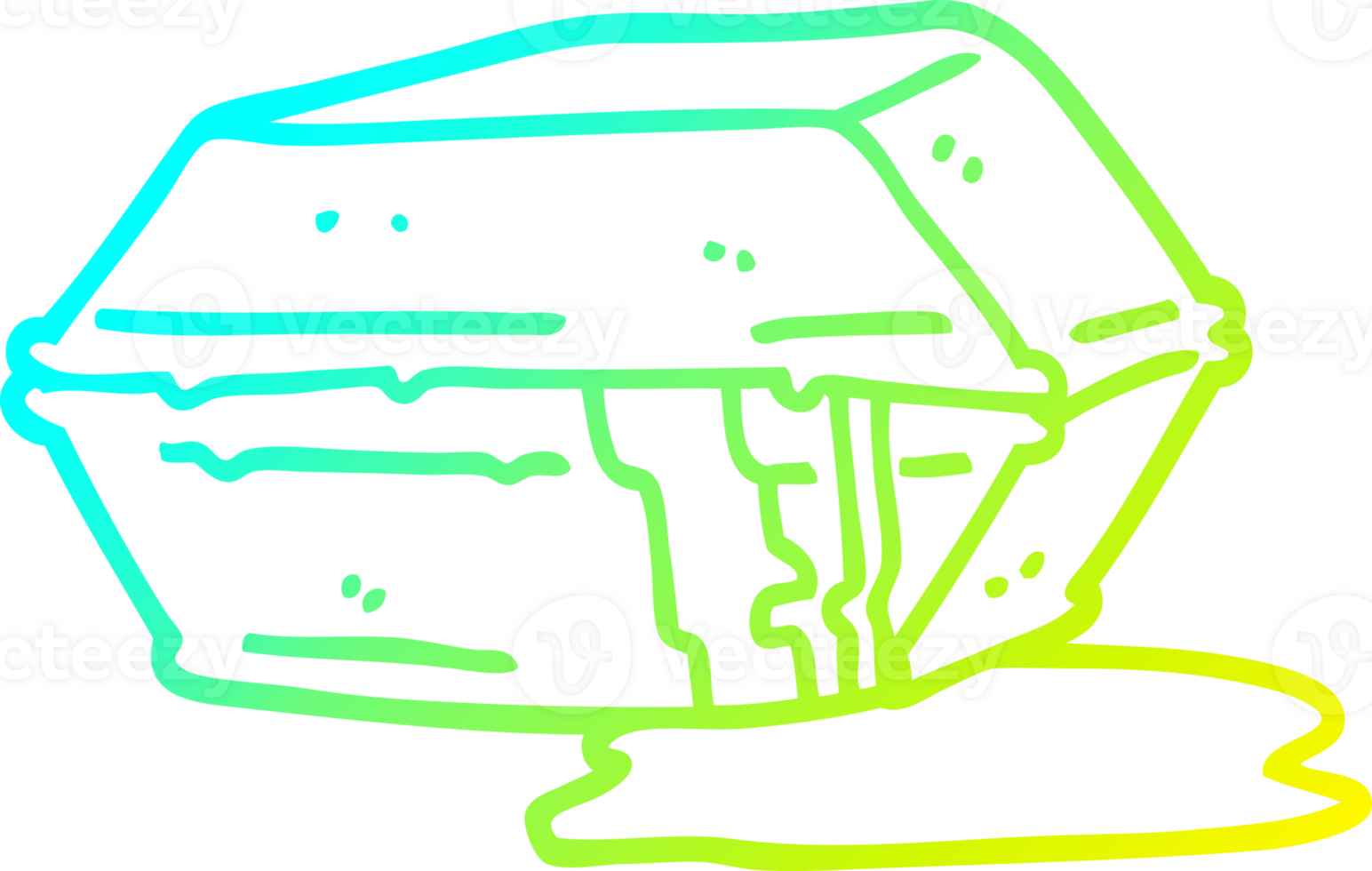 cold gradient line drawing of a cartoon greasy take out food png