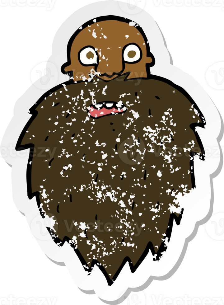 retro distressed sticker of a cartoon bearded man png