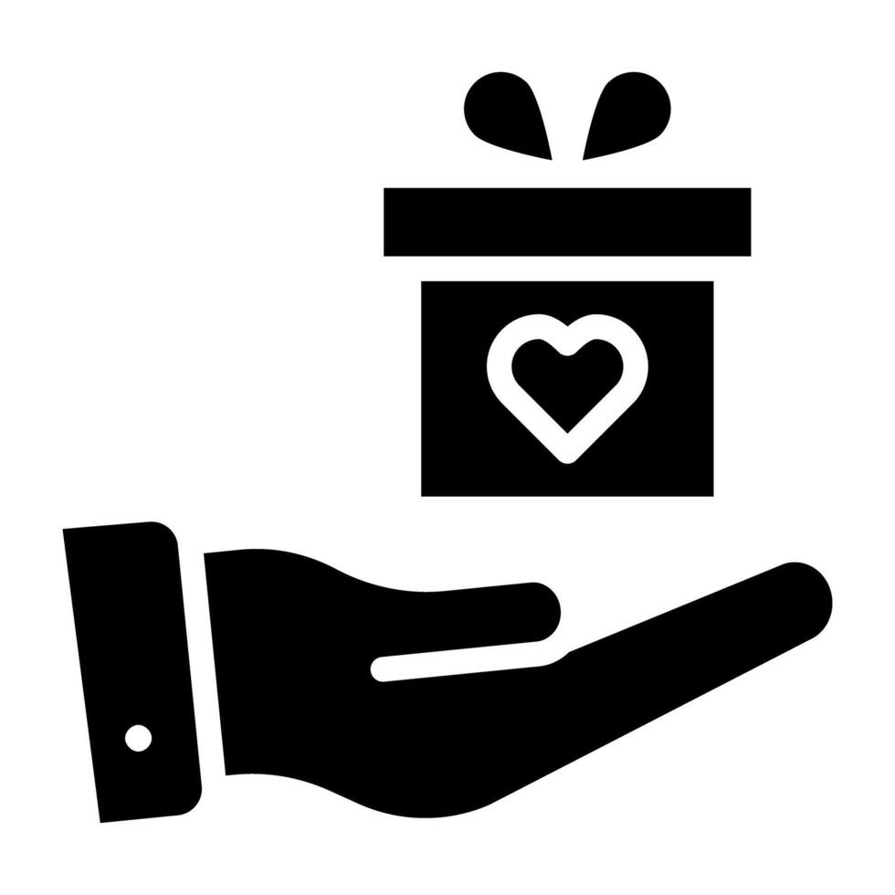 An icon design of offer gift, hand holding present box vector
