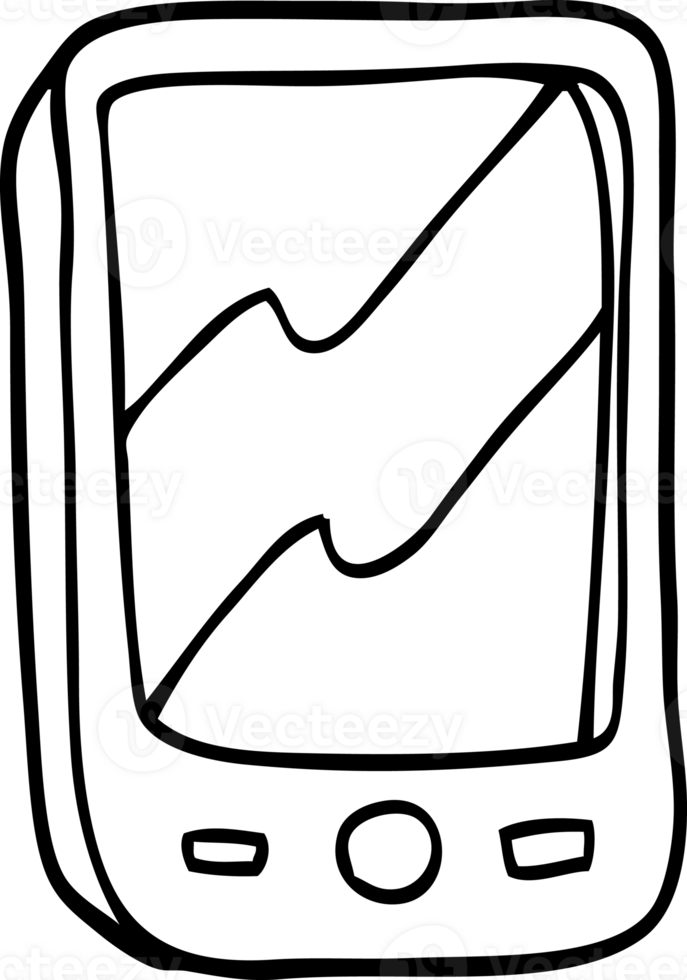 linje teckning tecknad serie av en röd mobil telefon png