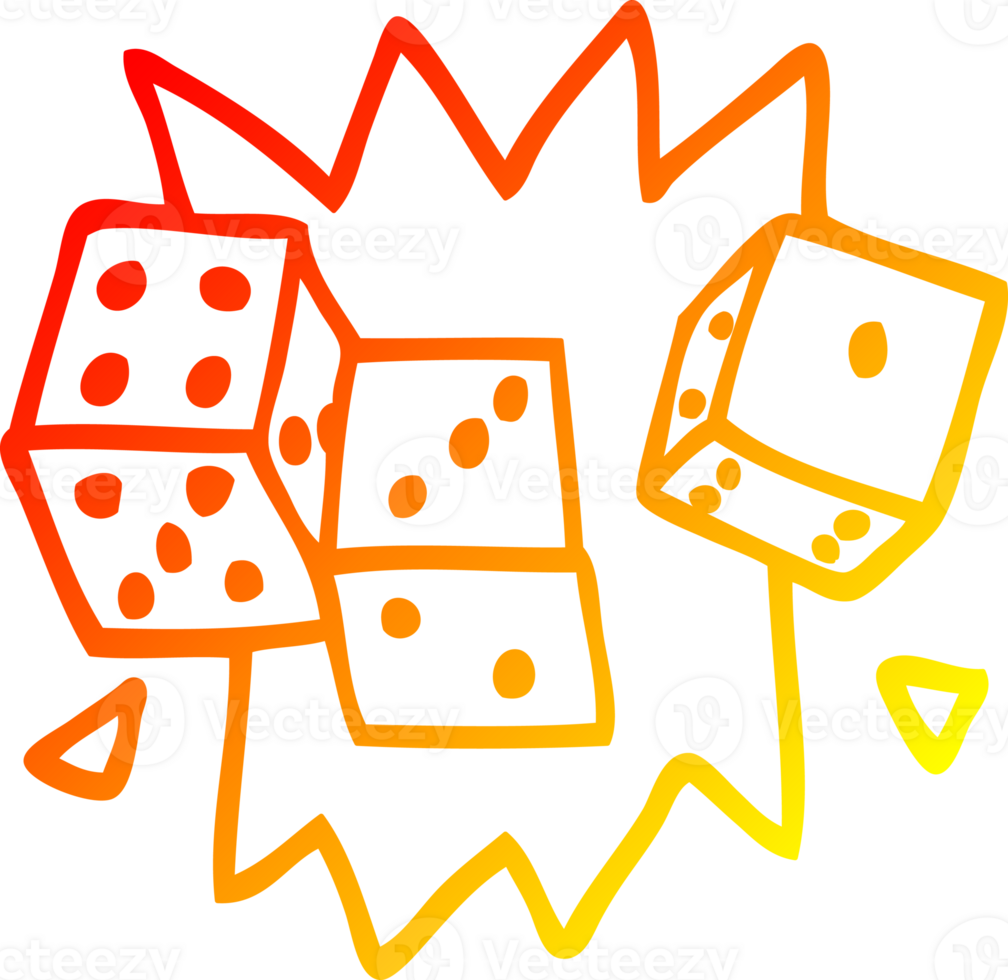 warm gradient line drawing of a cartoon lucky dice png