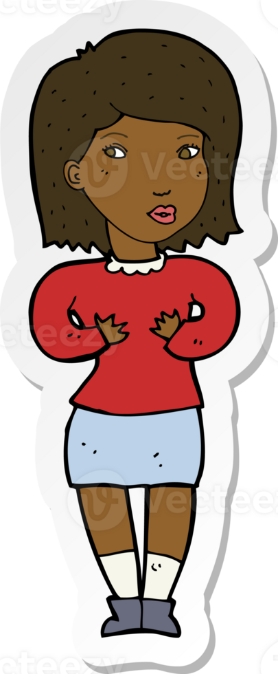 sticker of a cartoon woman making excuses png