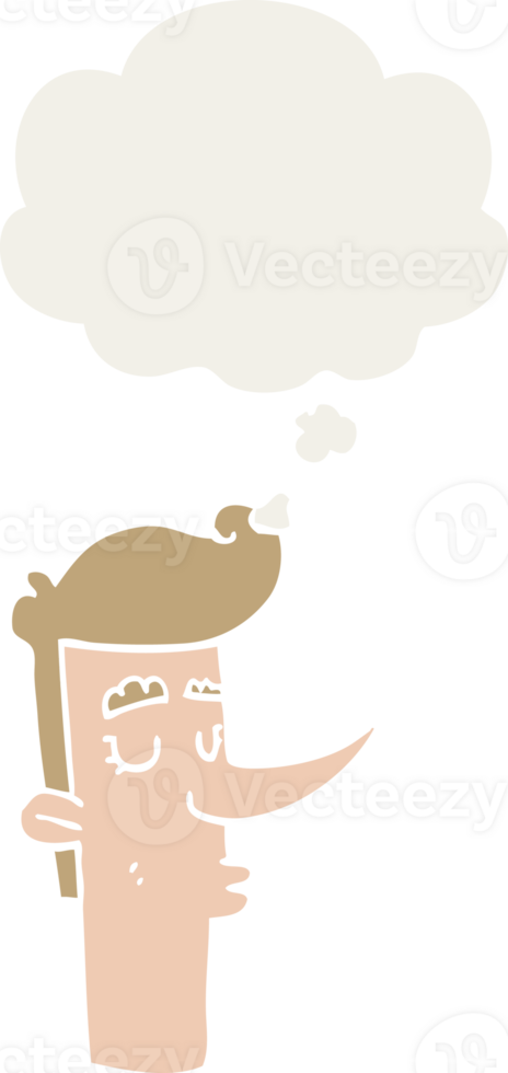 cartoon arrogant man with thought bubble in retro style png