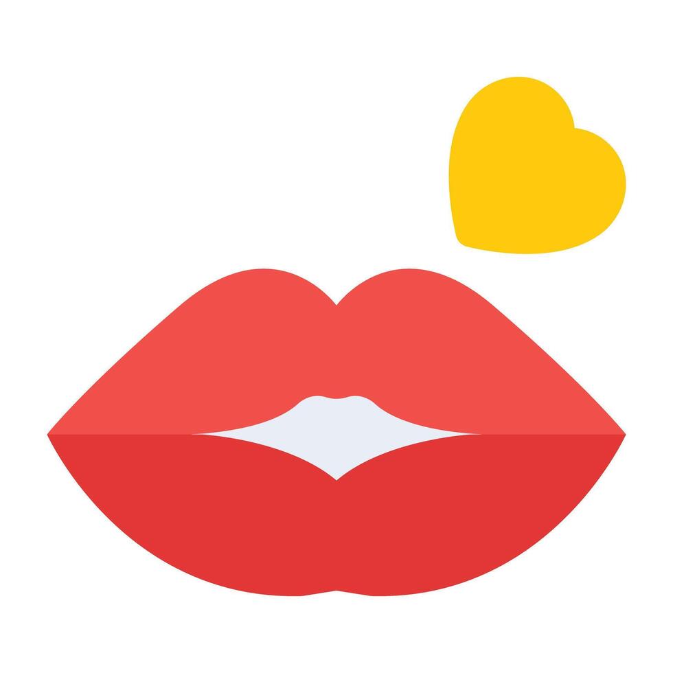 An icon design of glossy lips, editable vector