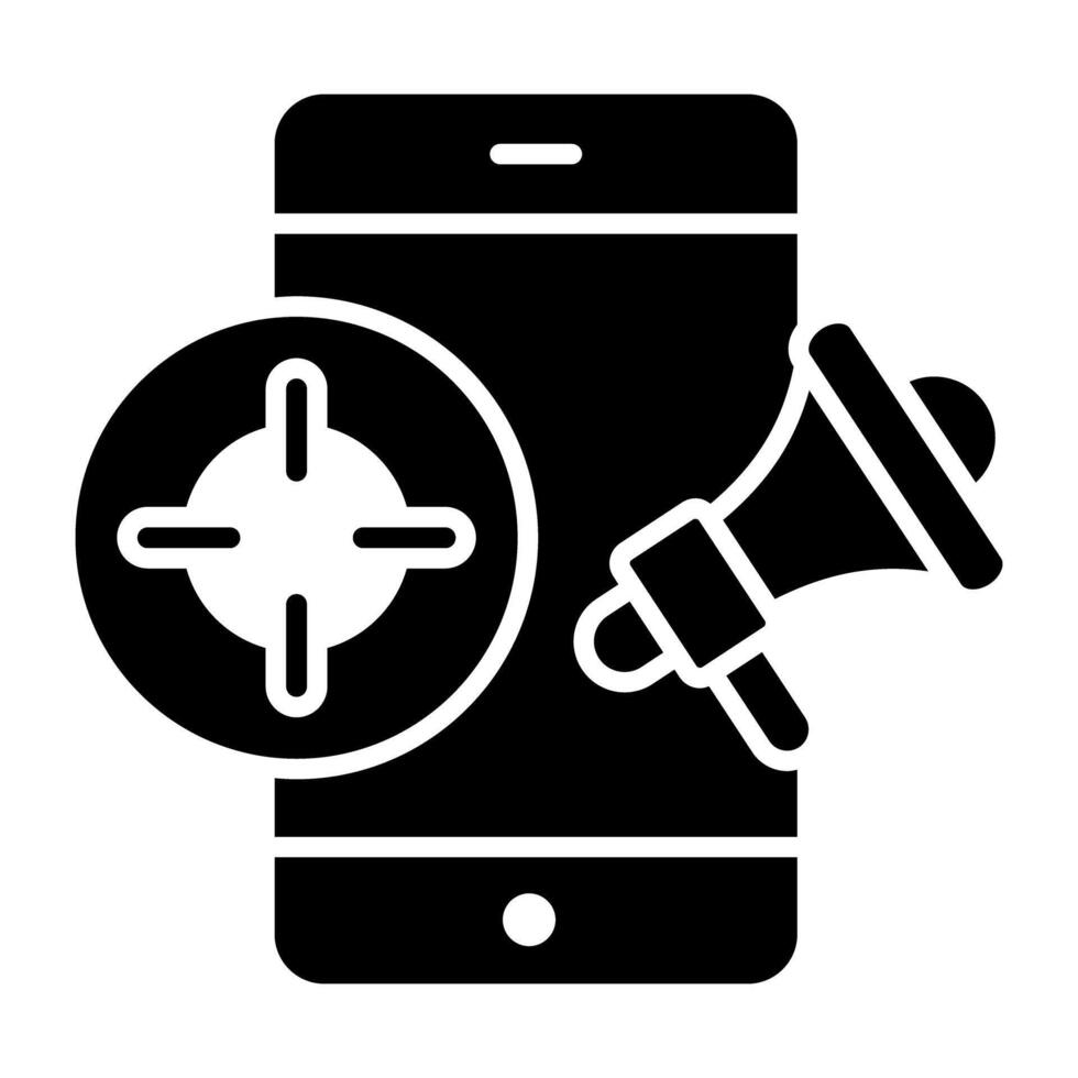 A glyph design, icon of mobile marketing vector