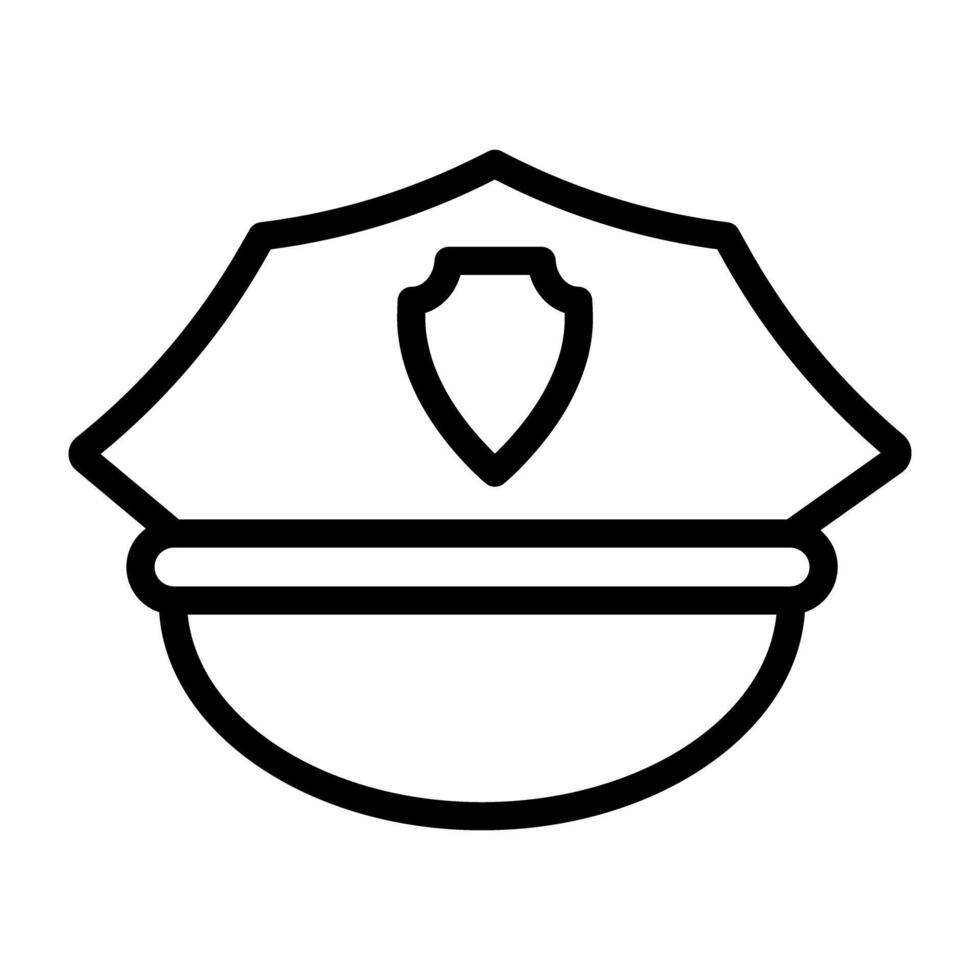 Shield on headpiece, icon of police cap vector