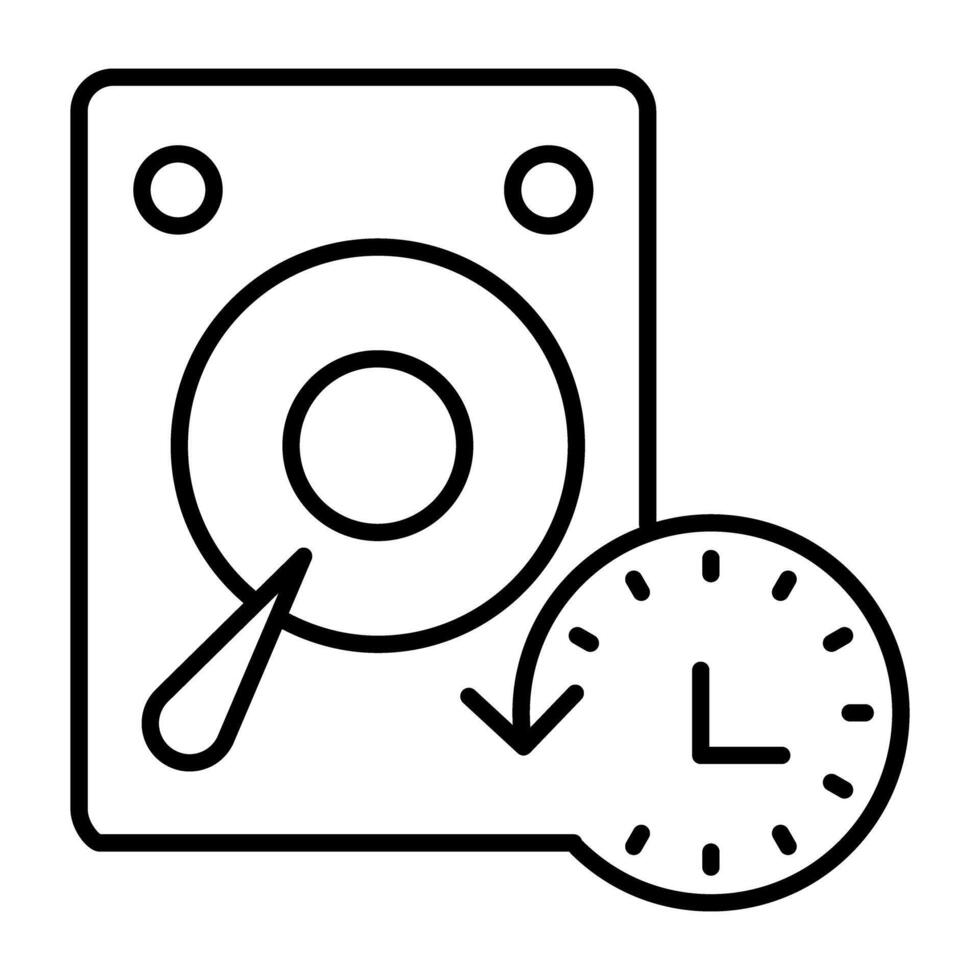 Hard drive with reload clock showcasing data backup icon vector