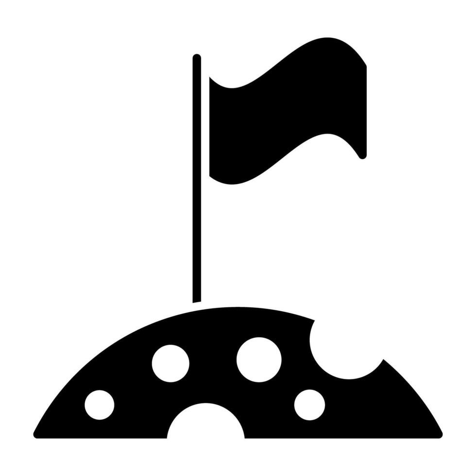 A glyph design, icon of flagged planet vector