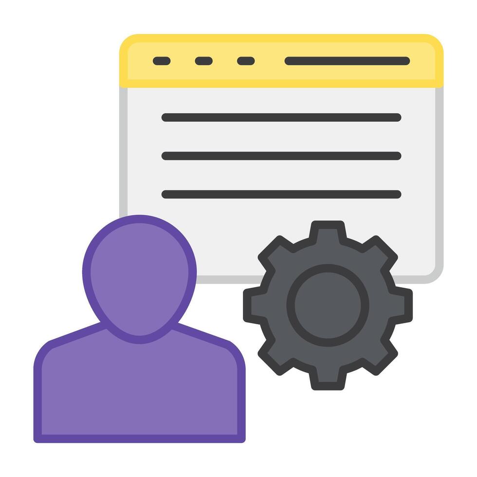A flat design, icon of user setting vector