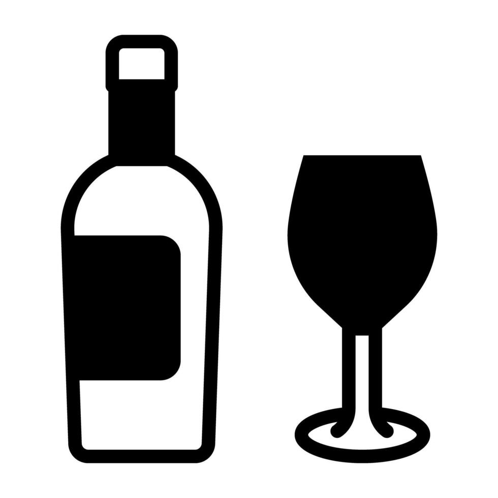 botella de vino con icono de cristal vector