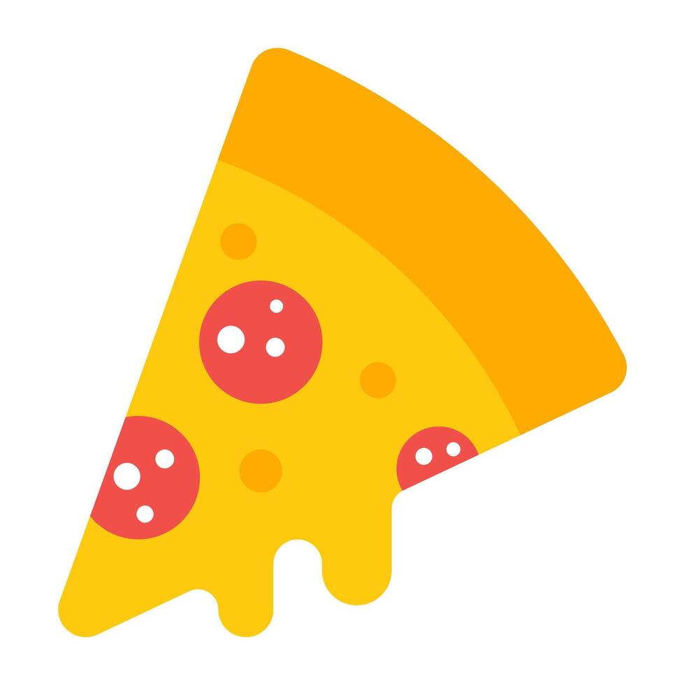 delicioso pizza, rápido comida icono en plano estilo vector