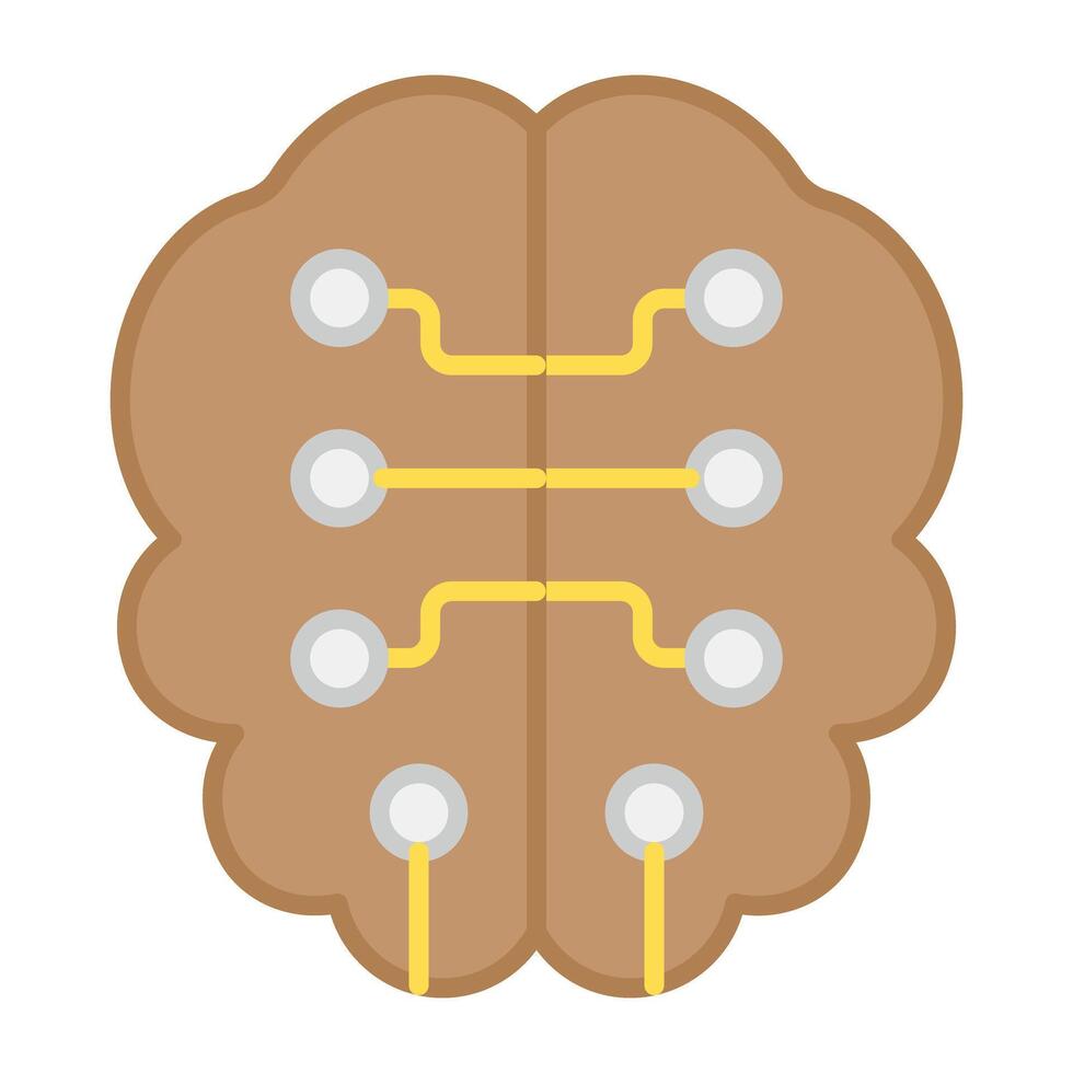 A flat design, icon of digital brain vector