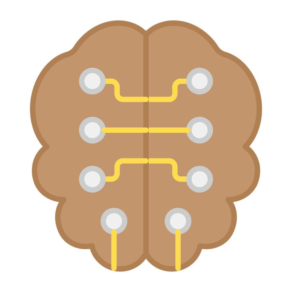 un plano diseño, icono de digital cerebro vector