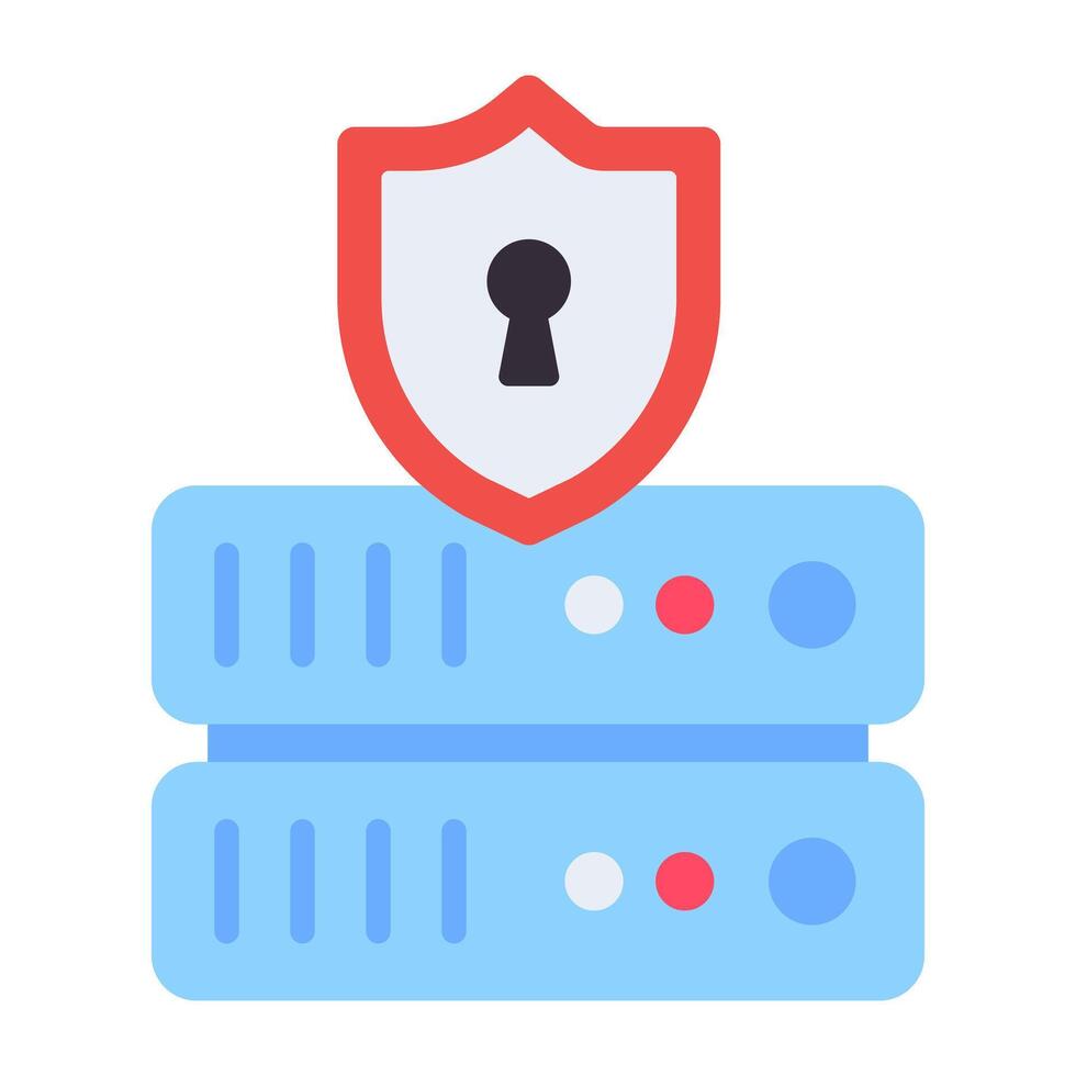 A flat design, icon of server security vector