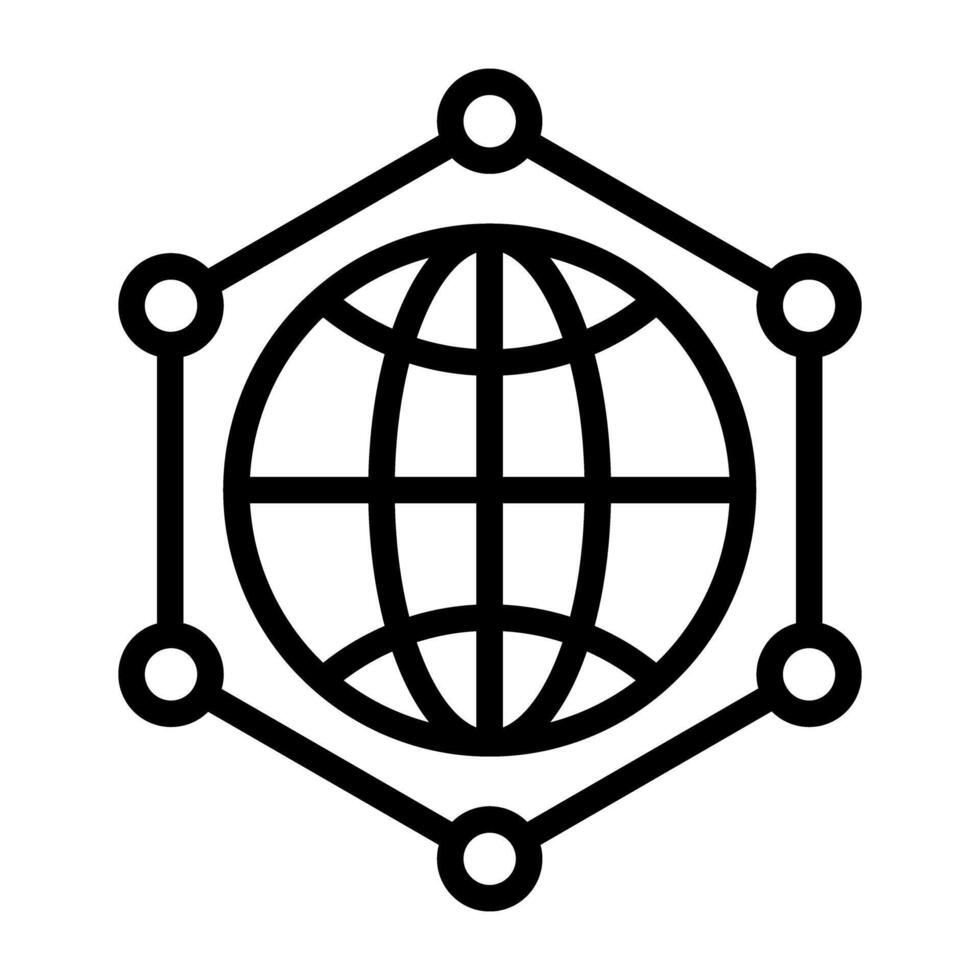 Linear design, icon of global network vector