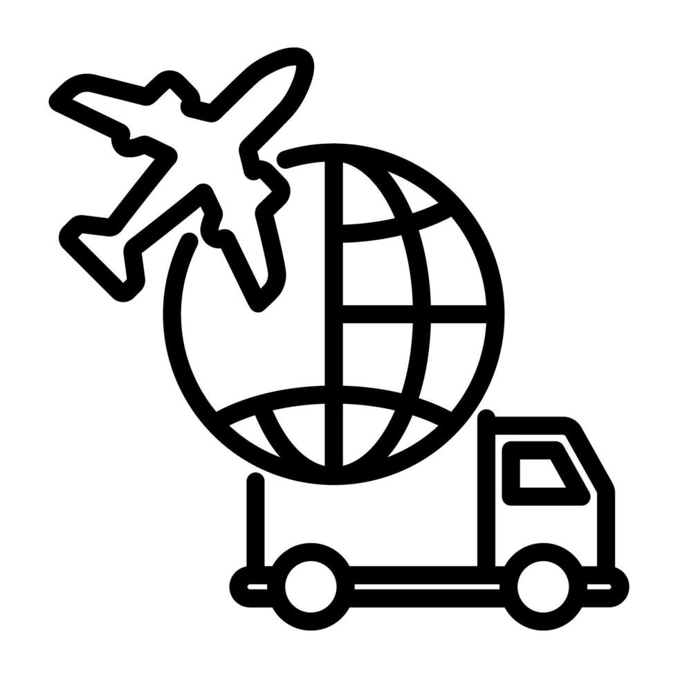 globo con avión, global viaje icono vector