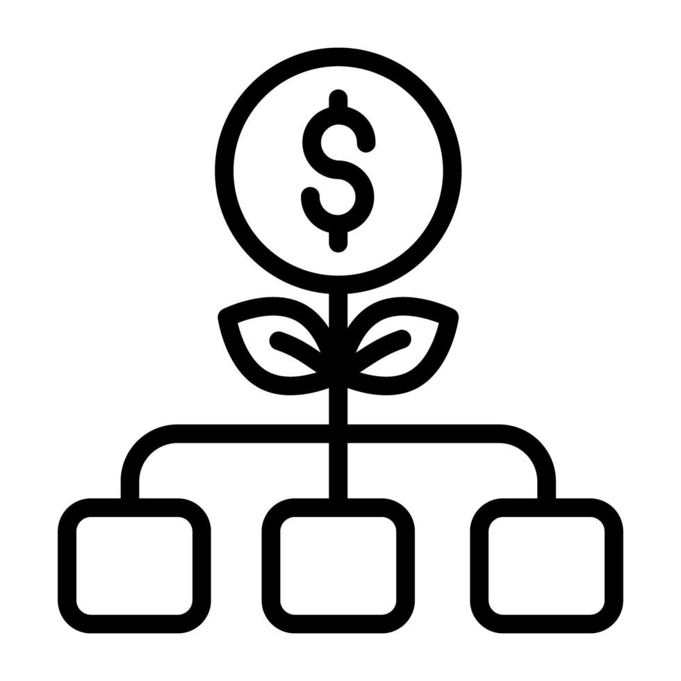 An outline design, icon of money network vector