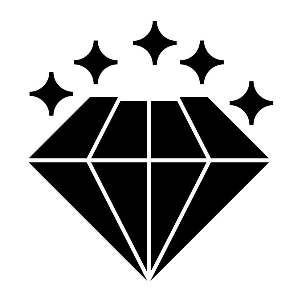 A glyph design, icon of diamond vector