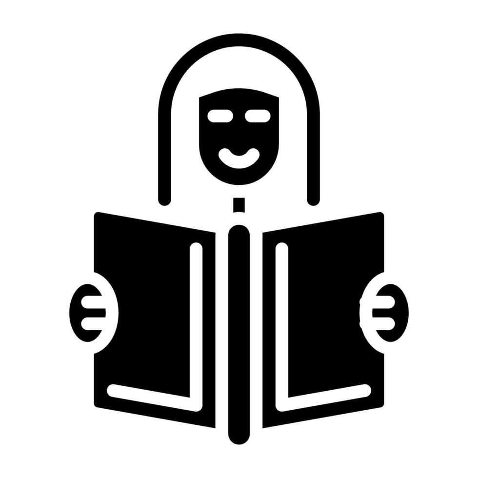 Female avatar with book showing concept of reader icon vector