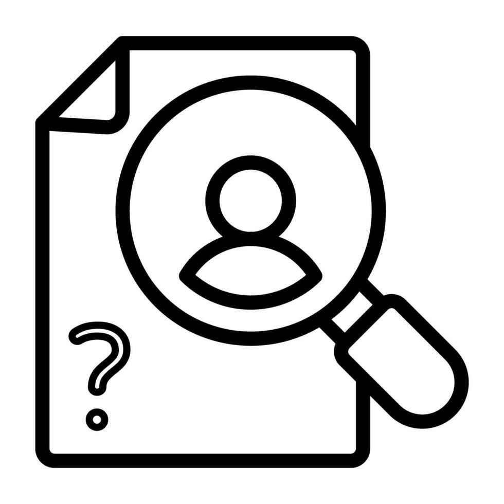 Avatar under magnifying glass, investigation list icon vector